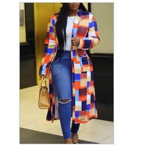 Plaid multicolor trench coat